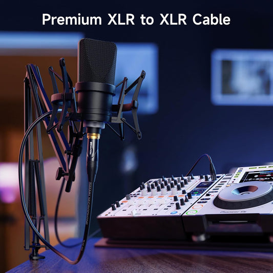 Cable Matters 2-Pack Premium XLR to XLR Cables - 6ft, Male to Female Microphone Cable, Oxygen-Free Copper (OFC) Mic Cord, Black - PuriLite