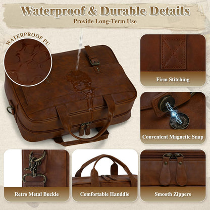 RAINSMORE Messenger Bag for Men 16 Inch Laptop Bag Vintage Leather Waterproof Laptop Briefcases Large Computer Satchel Bag - PuriLite