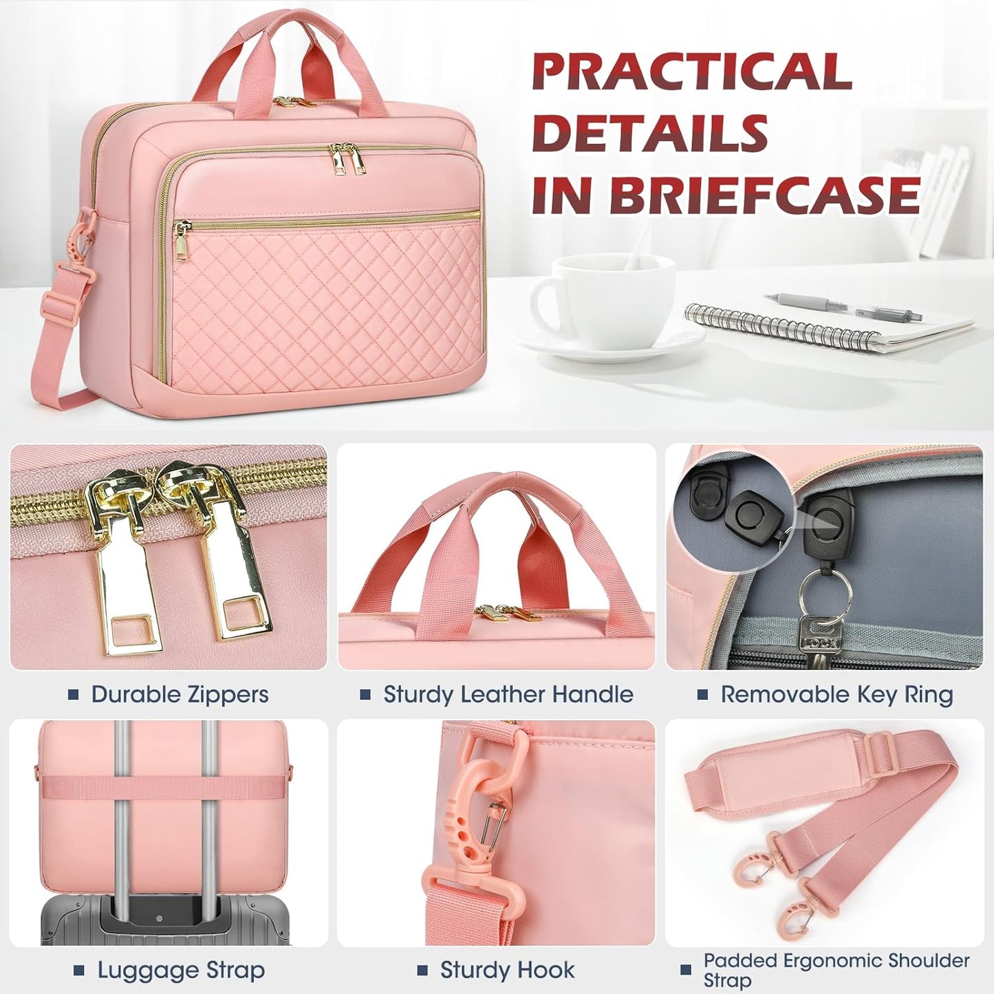 Laptop Bag 17 Inch Laptop Briefcase for Women Waterproof Computer Messenger Bag Professional Laptop Case for Business Work - PuriLite