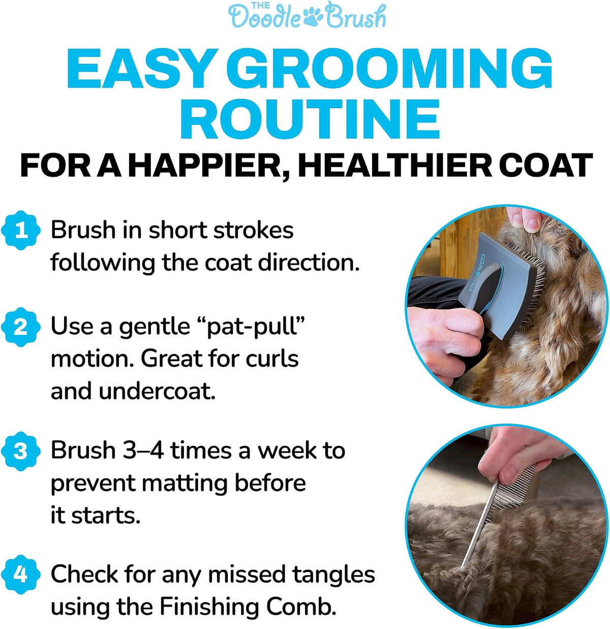 The Doodle Brush Slicker Brush Curly Coat Detangler, Extra Long Pin