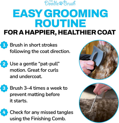 The Doodle Brush Slicker Brush Curly Coat Detangler, Extra Long Pin