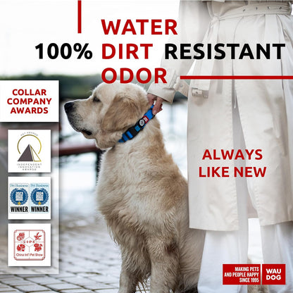 Waterproof Dog Collar - Adjustable Glow Dog Collar for Large Dogs, Small and Medium Dogs - Heavy Duty Dog Collars with Durable Metal Clasp and QR Dog Tag - Glow in The Dark Dog Collars