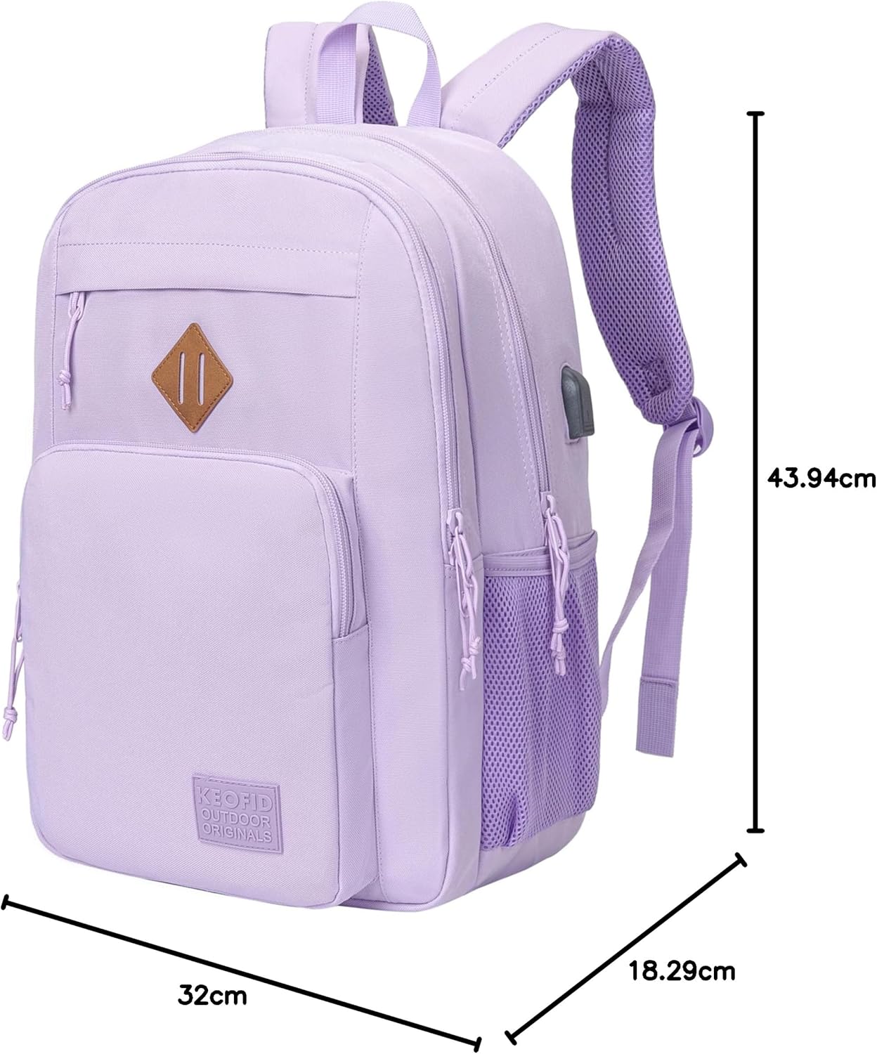 KEOFID classic carry-on travel backpack for men and women, Anti theft laptop backpack with USB charging port, large backpack for college(dark black）