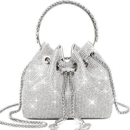 Rhinestone Purse for Women Sparkly Rhinestone Bag Evening Bag Silver Clutch Purses Bling Crossbody Bags for Women