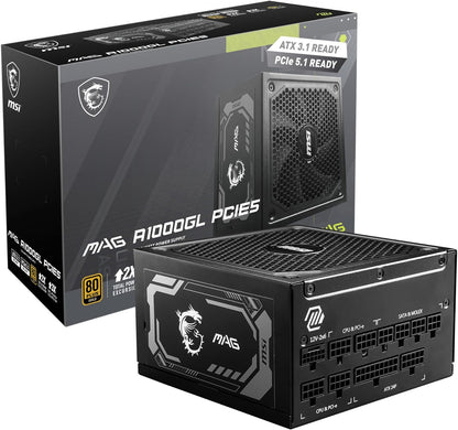 MSI MAG A750GL PCIE 5 Gaming Power Supply - Full Modular - 80 Plus Gold Certified 750W - Compact Size - ATX PSU - PuriLite