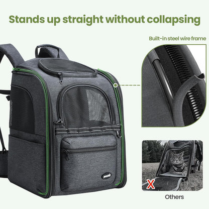 Pecute Cat Backpack Anti-Gravity Load Reduction 30%, Dog Backpack with Locking Zippers, Pressure-Relieving, Suitable for Traveling, Taking Public Transportation, Visiting The Doctor, Hiking