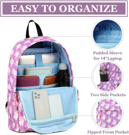 VASCHY Lightweight School Backpack for Women with Sleeve for 14" Laptop