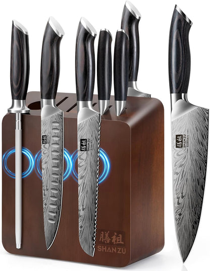 SHAN ZU Fillet Knife 7 Inch, Powder Steel Boning Knife High Carbon Japanese Filleting Knife, Ultra Sharp Deboning Knife for Meat Cutting, Fish Knife with Ergonomic Pakkawood Handle