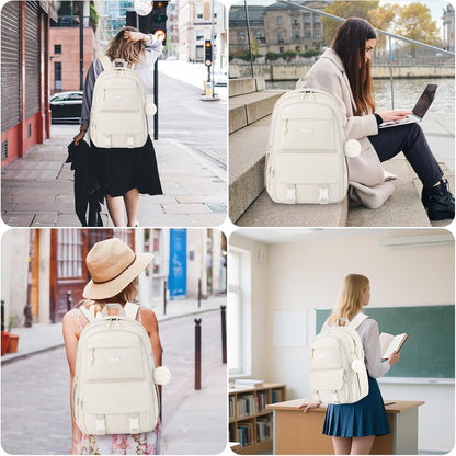 WINDARS Backpacks for Girls, 15.6 Inch School Bag Cute Waterproof laptop Bookbag Large College Backpack for Teen Women Students Anti Theft Travel Daypack Black