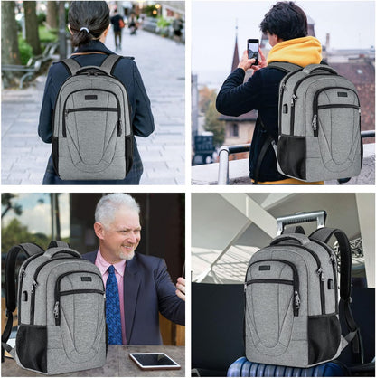 Backpack for Men and Women, School Backpacks for Teen Boys and Girls, Black Water Resistant Back Pack, Business Men Sturdy Computer Bag with USB Charging Port, Gifts