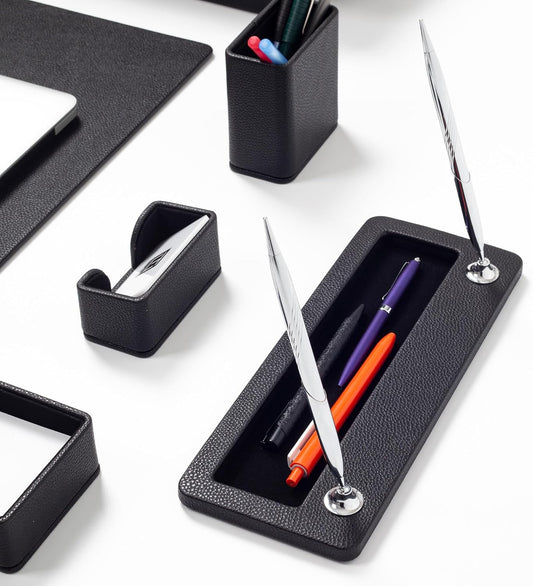 Office Desk Accessories - Leather Desk Set - Desk Organizer Set and Desk Supplies - Home Office Accessories - Desk Leather Organizer - Office Decor for Men Desk - PuriLite