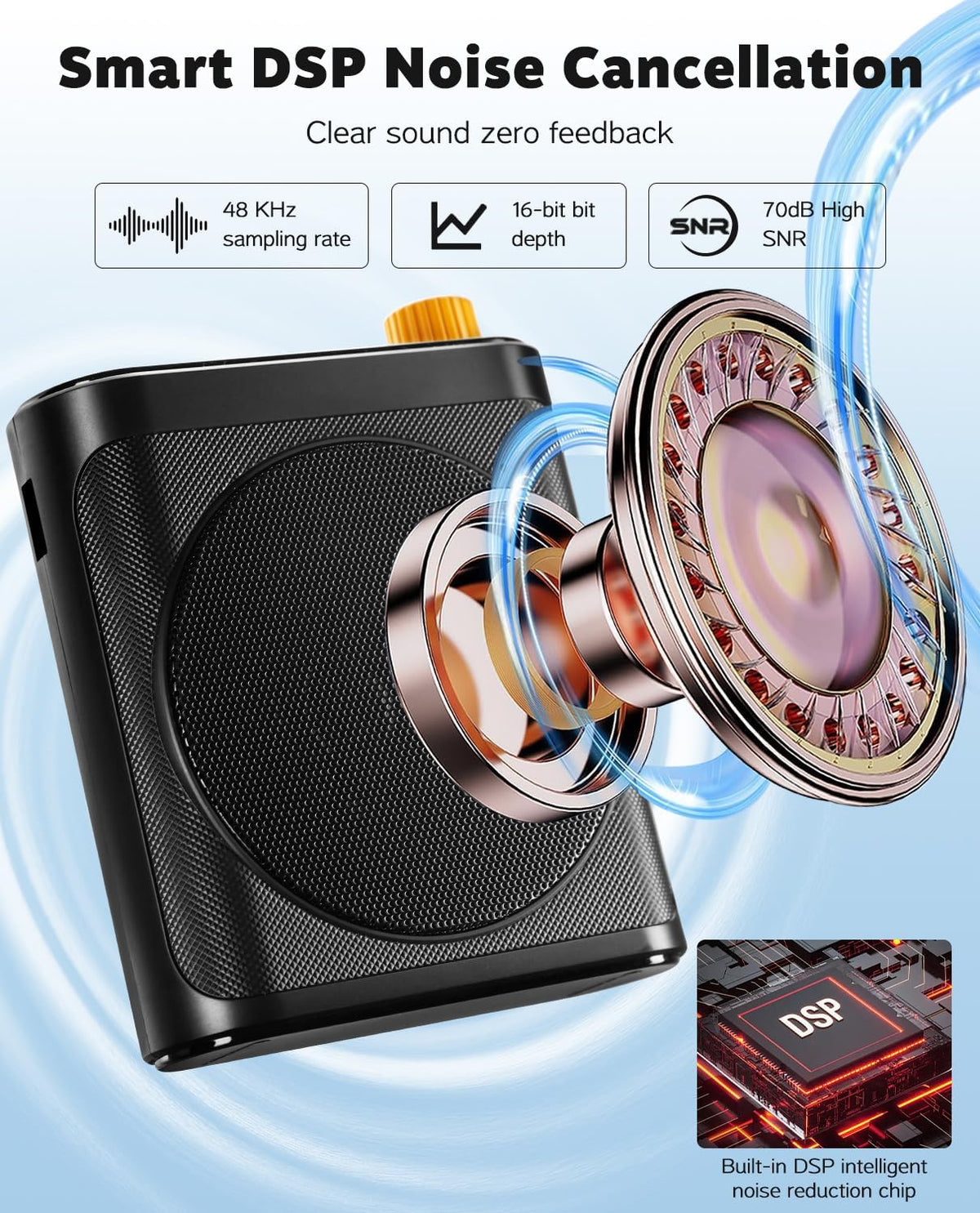 Tearstone Voice Amplifier for Teachers with Bluetooth, Dual Magnetic Mics Portable Rechargeable Speaker with Clip-On Lapel Microphones for Classroom, Tour Guide, Public Speaking, Training (Black)