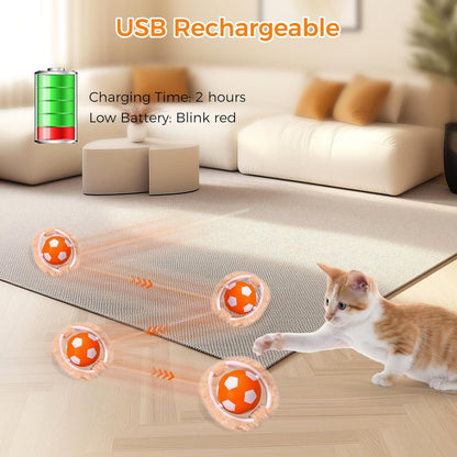 VIWIK Interactive Cat Toys for Indoor Cats, Hide and Seek Mouse Catching Game Cat Ball Toy, Automatic Motion Activated Kitten Toys, Low Noise Fast Rolling Ball in Play Mat for Bored Adult Cats