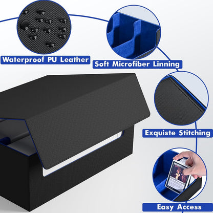 ZLCA Card Storage Box for MTG PTCG, Commander Deck Box Holds 3000+ Cards, Card Storage Case with 4 Stoppers, Card Organizer for TCG Sport Cards (Black)