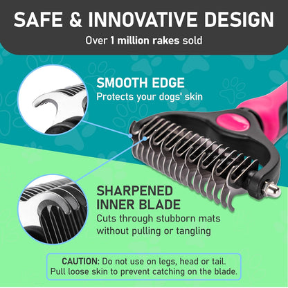 Maxpower Planet Pet Grooming Brush - Double Sided Shedding, Dematting - Undercoat Rake for Dogs - Dog Grooming Brush - Deshedding Brush for Dogs - Dog Brush, Cat Brush, Reduce Shedding by 95%, Black