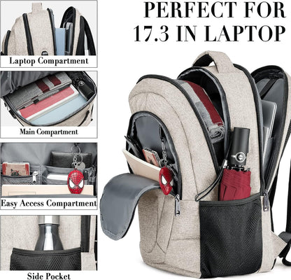 Backpack for Men and Women, School Backpacks for Teen Boys and Girls, Black Water Resistant Back Pack, Business Men Sturdy Computer Bag with USB Charging Port, Gifts