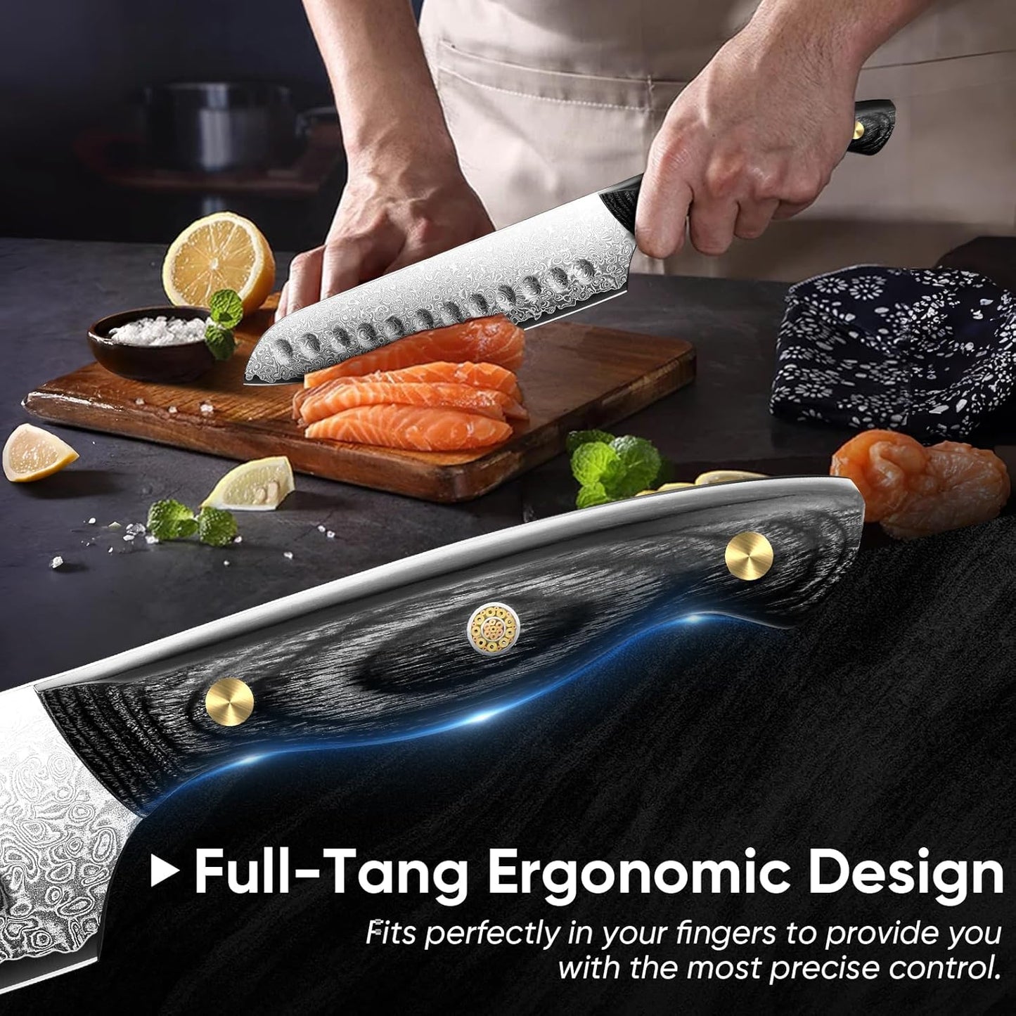 Purple Dragon Damascus Fish Fillet Knife - 7 inch Flexible Boning Knife with VG10 Core, Kitchen Slicing Knife with Full Tang Handle, Birthday Dad Mom Gift