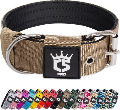 TSPRO Tactical Dog Collar 1.5 inch Wide Dog Collar Military Grade Strong Dog Collar Thick Dog Collar Heavy Duty Metal Buckle Dog Collar(Green-L)