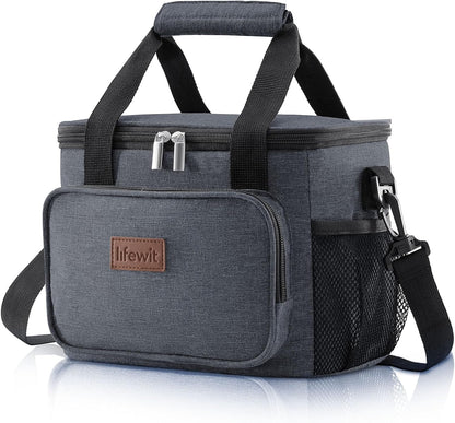 Lifewit Large Lunch Bag for Adults, 24-Can 15L Insulated Lunch Box Leakproof Soft Cooler Cooling Tote for Men Women, Waterproof Reusable Cooler Bags for Work Office Outdoor Picnic Camping, Black