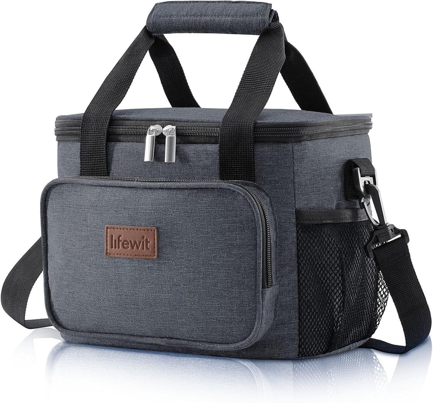 Lifewit Lunch Bag for Men, Insulated Lunch Box Leakproof Soft Cooler Cooling Tote for Adult Women, Waterproof Reusable Lunch Bags for Work Office Outdoor Picnic Camping, Black, 12-Can (9L)