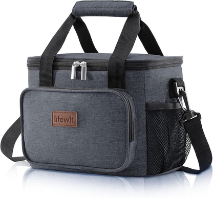 Lifewit Lunch Bag for Men, Insulated Lunch Box Leakproof Soft Cooler Cooling Tote for Adult Women, Waterproof Reusable Lunch Bags for Work Office Outdoor Picnic Camping, Black, 12-Can (9L)