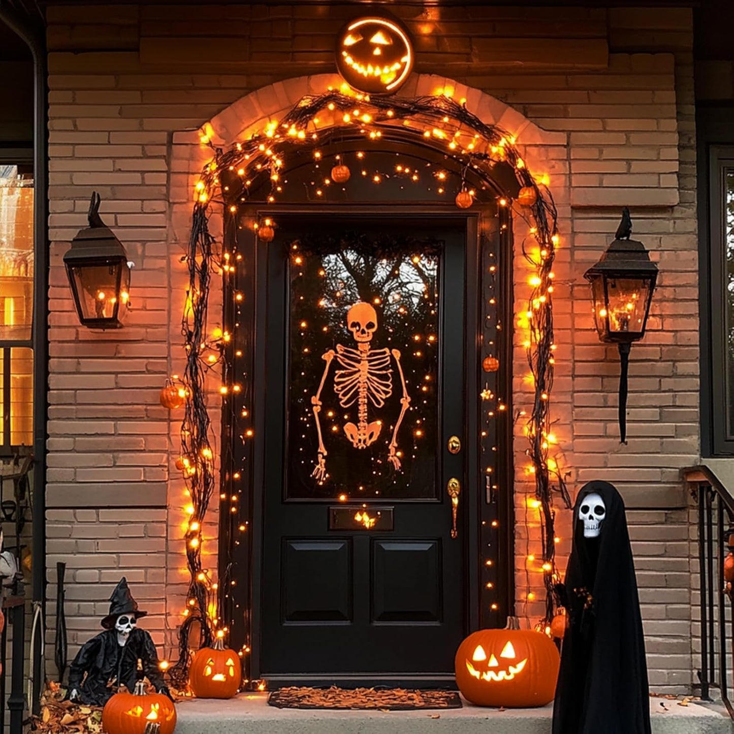 JMEXSUSS 2 Pack Halloween Solar Lights, Each 66ft 200 LED Orange Solar Fairy Lights Outdoor with 8 Modes, Copper Wire Solar String Lights for Garden Tree Yard