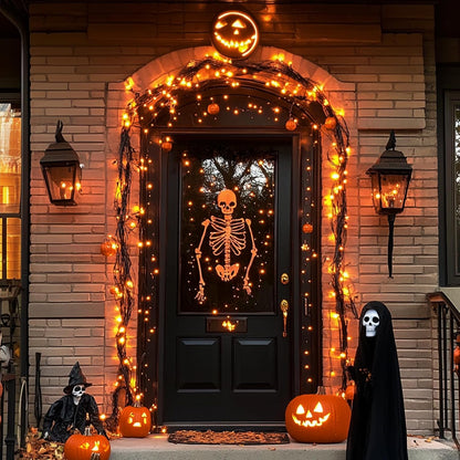 JMEXSUSS 2 Pack Halloween Solar Lights, Each 66ft 200 LED Orange Solar Fairy Lights Outdoor with 8 Modes, Copper Wire Solar String Lights for Garden Tree Yard