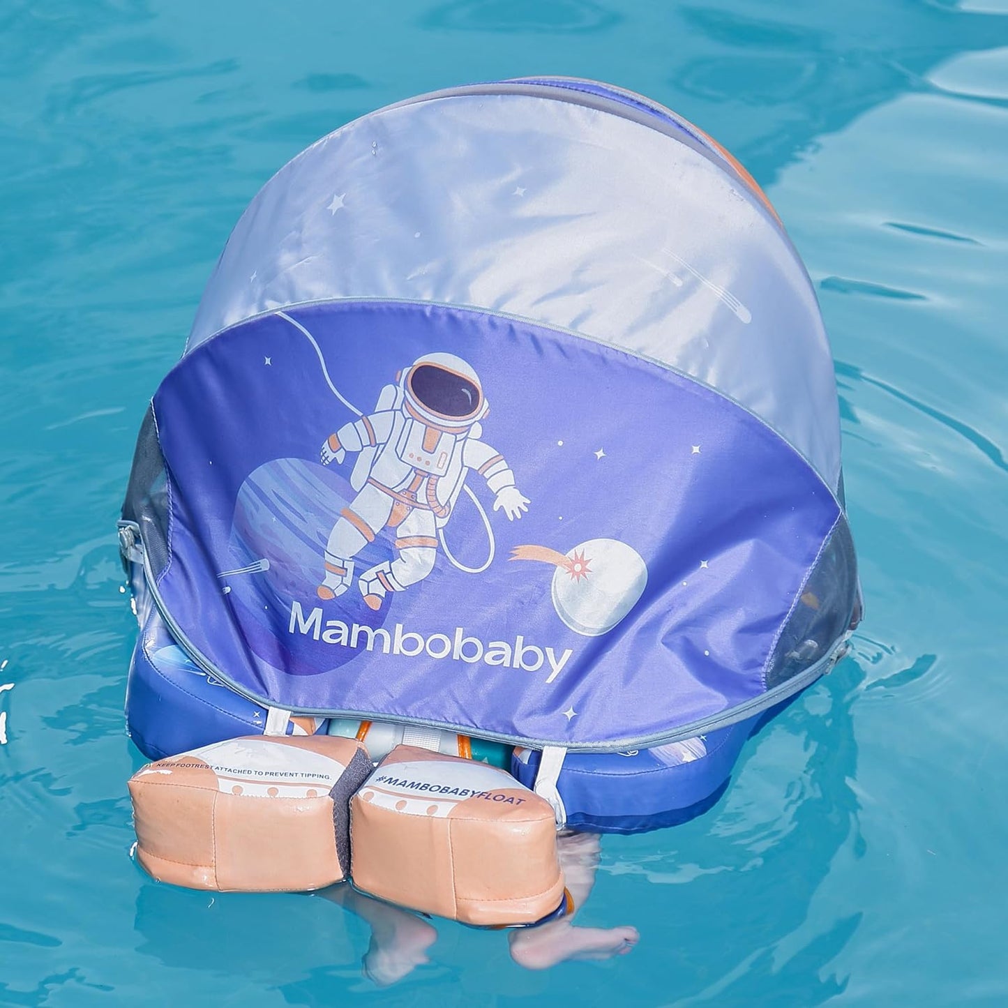 Mambobaby Baby Swim Float with Canopy, Non-Inflatable Solid Baby Float, Upgrade Soft Skin-Friendly Material Infant Swim Float