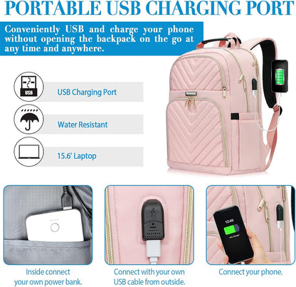 Laptop Backpack for Women Men, Large School Backpack for Girls with USB Charging Port, 17.3 Inch Work Travel Laptop Back Pack, College Student Bookbag Casual Daypacks, Black