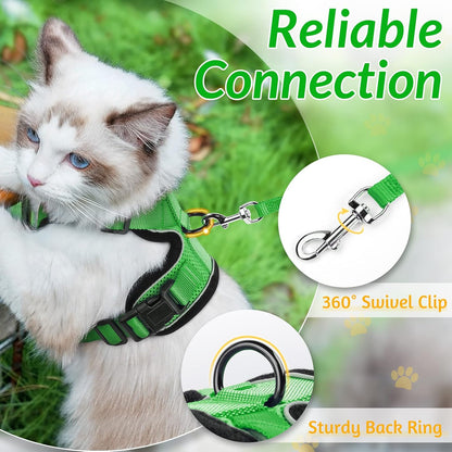 rabbitgoo Cat Harness and Leash for Walking, Escape Proof Soft Adjustable Vest Harnesses for Small Medium Cats, Easy Control Breathable Reflective Strips Jacket, XS, Black