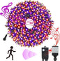 Tcamp 105FT 300 LED Purple Orange Halloween Decorations Lights Motion Activated Sync with 4 Scary Music, 6 Modes Halloween String Lights for Party Yard Outdoor Indoor Decor (3 Sets Connectable)