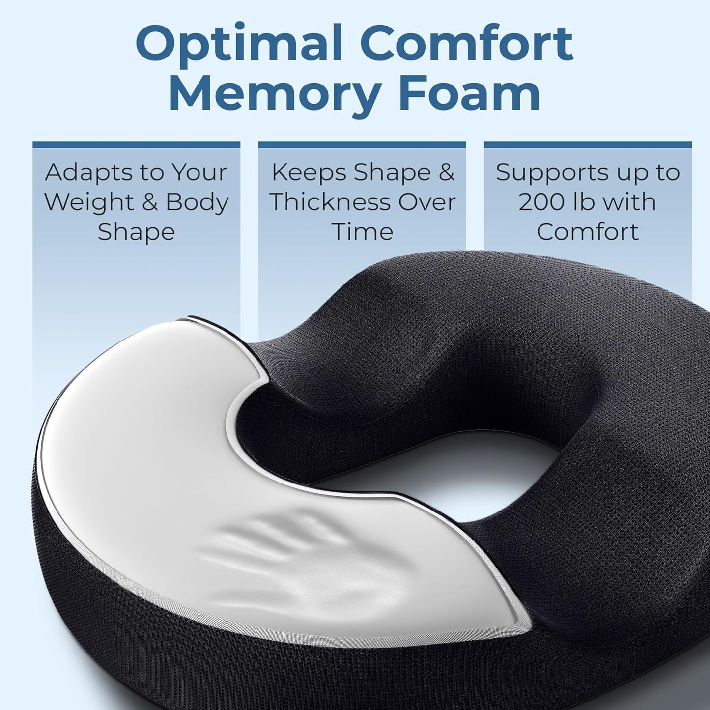 5 STARS UNITED Seat Cushion for Desk Chair - Tailbone, Coccyx Sciatica Pain Relief - Wheelchair Cushions, Black Mesh