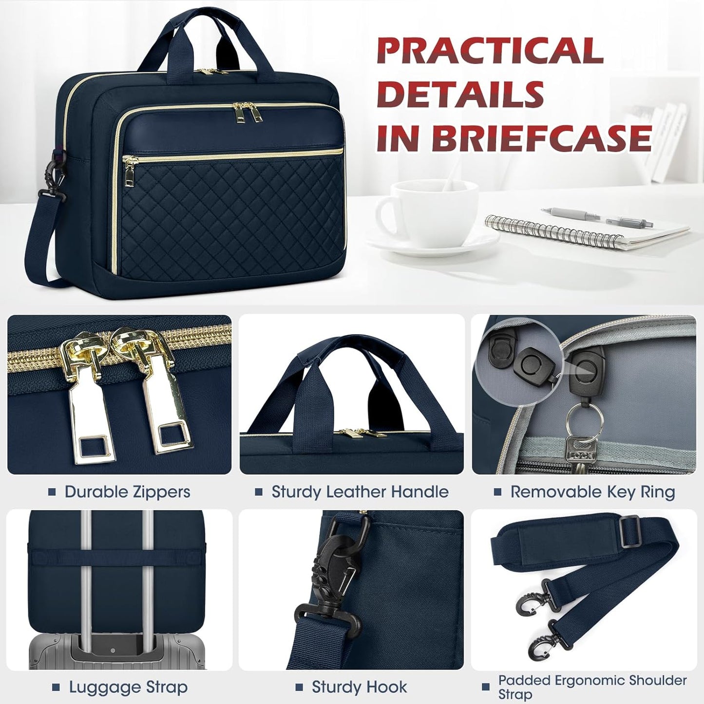 Laptop Bag 17 Inch Laptop Briefcase for Women Waterproof Computer Messenger Bag Professional Laptop Case for Business Work - PuriLite