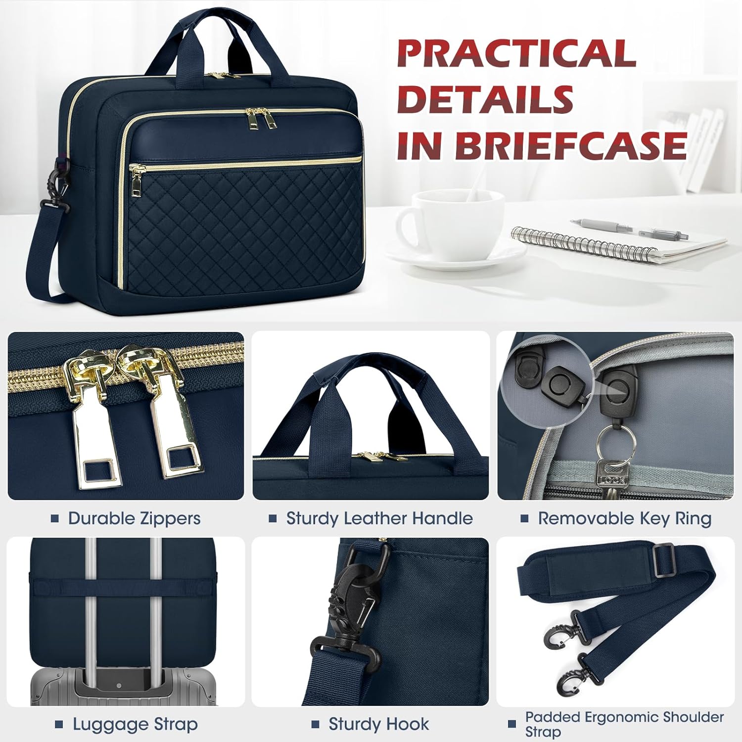 Laptop Bag 17 Inch Laptop Briefcase for Women Waterproof Computer Messenger Bag Professional Laptop Case for Business Work - PuriLite