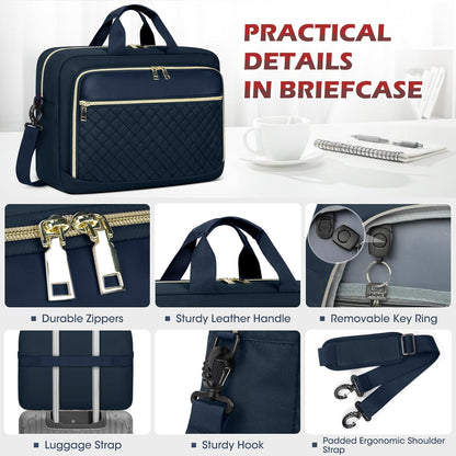 Laptop Bag 17 Inch Laptop Briefcase for Women Waterproof Computer Messenger Bag Professional Laptop Case for Business Work - PuriLite