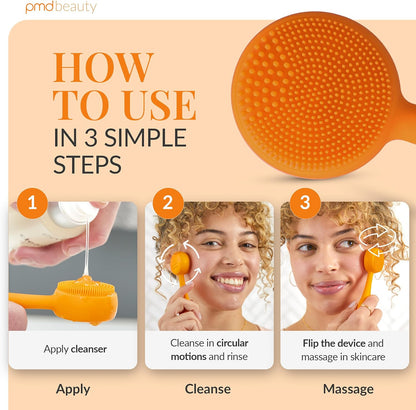 PMD Clean Mini - Smart Facial Cleansing Device with Silicone Brush & Anti-Aging Massager - Waterproof - SonicGlow Vibration Technology - Clear Pores and Blackheads - Lift, Firm, and Tone Skin