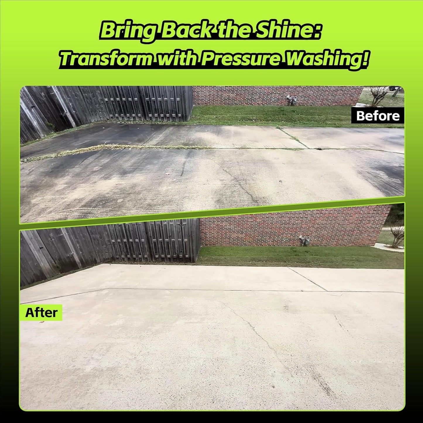 GREENER Electric Pressure Washer, 2500PSI, 4 Quick Nozzles, 2.4GPM, 23FT Outlet Hose, 9FT Power Cord, Power Washer Electric Powered with Soap Cannon for Car, Fence, Driveway, Patio Cleaning-Green