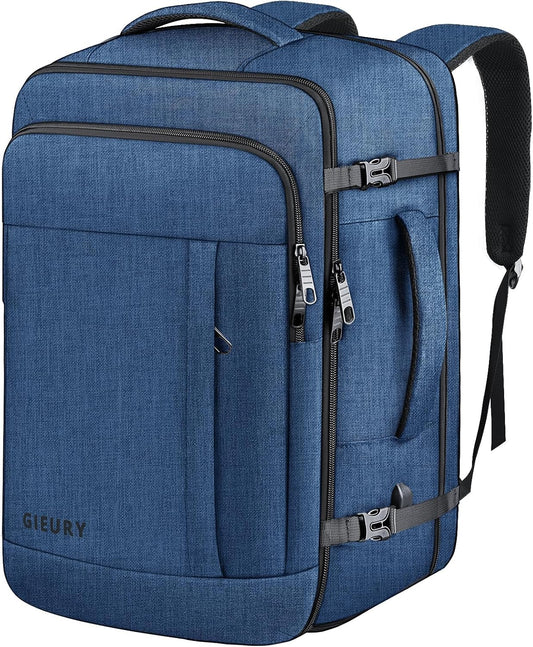 Travel Backpack for Men, 55L Extra Large Carry On Backpack, Expandable Big Capacity Backpack For Airplanes, Travel Gifts for Men Women, Fits 18.4 Inch Laptop, Luggage Daypack Bag, Blue - PuriLite