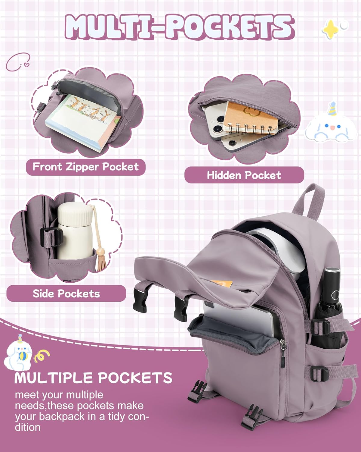 School Backpack for Women Men College High School Bags for Boys Girls Casual Daypack Laptop Backpack Waterproof Black Bookbag Travel Rucksack