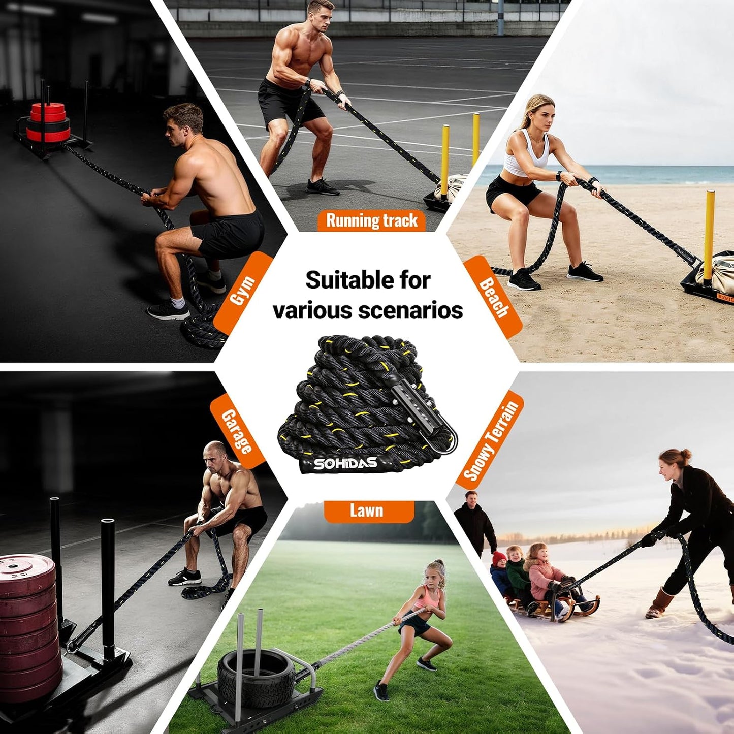 Weight Sled Rope Workout Sled Pulling Rope Sled Push Gym Equipment Rope for Weight Sleds for Training, Tire Pulling Workout Fitness Resistance, Football Exercise Equipment for Men & Women