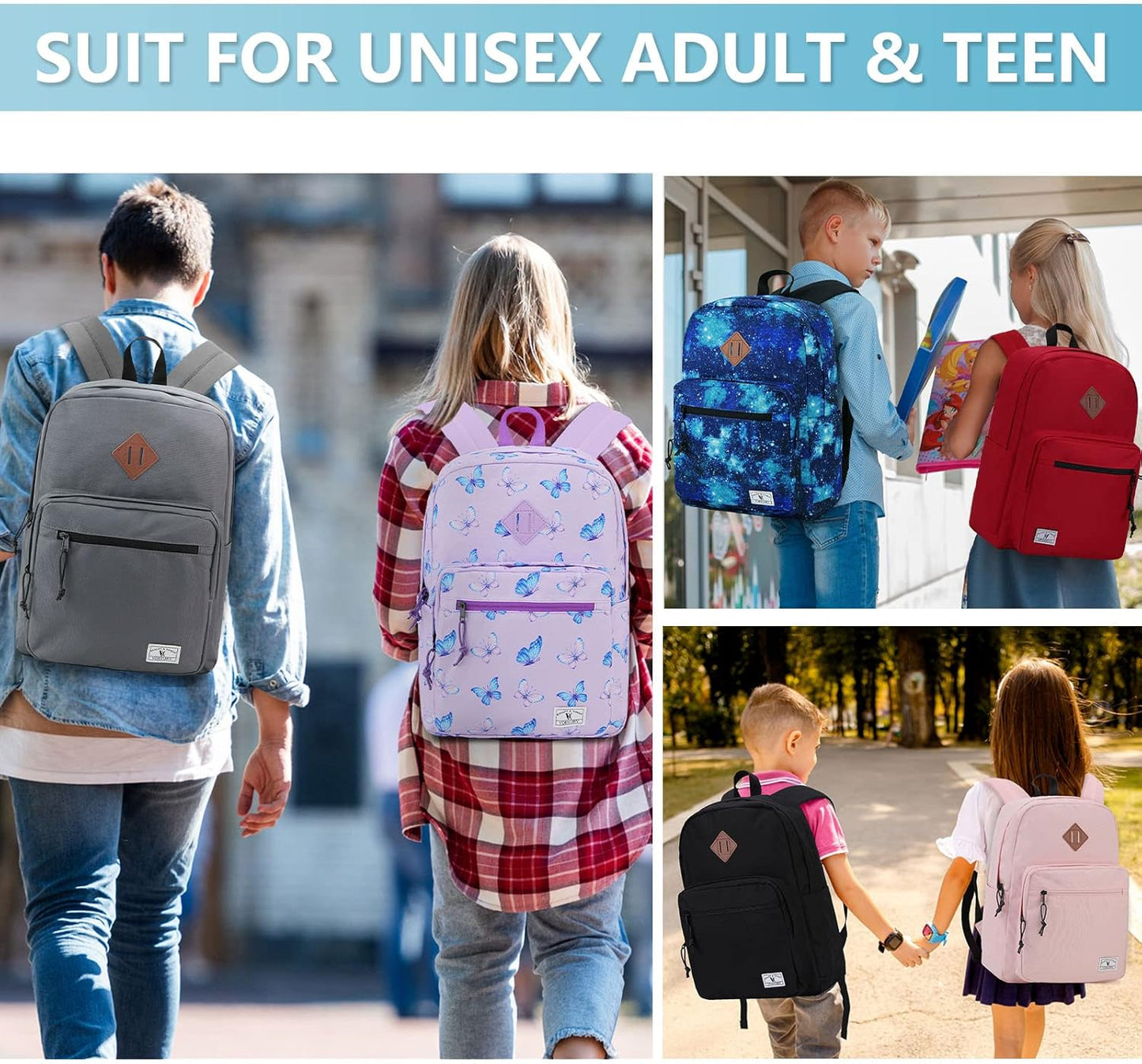 School Backpack for Kids,Lightweight Water Resistant Work Travel Backpack for Women Men Teens VONXURY