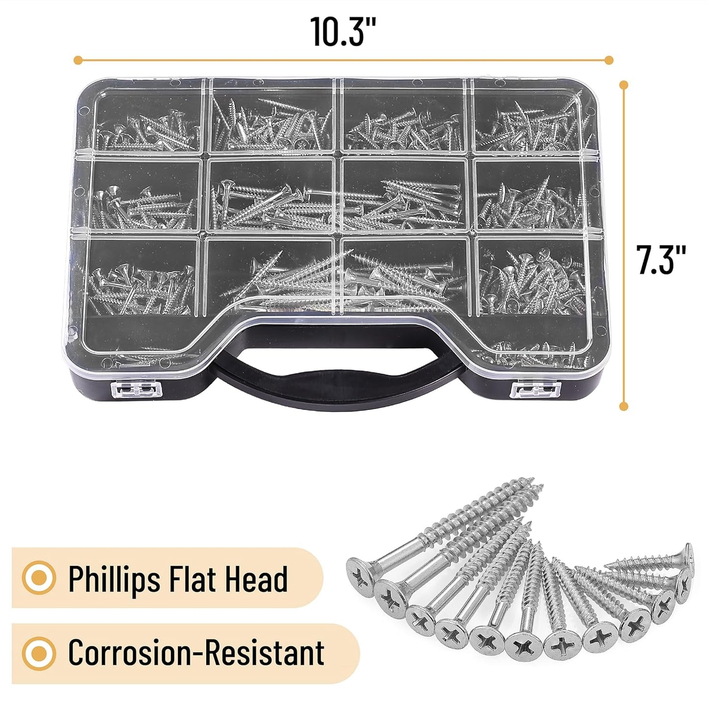 Mr. Pen Wood Screws Assortment Kit, 152 Pcs, Phillips Tips, Wood Screws, Screws, Assorted Screws, Screws Set, Flat Head Screws, Assorted Wood Screws, Screws Assortment, Screw Set Assortment