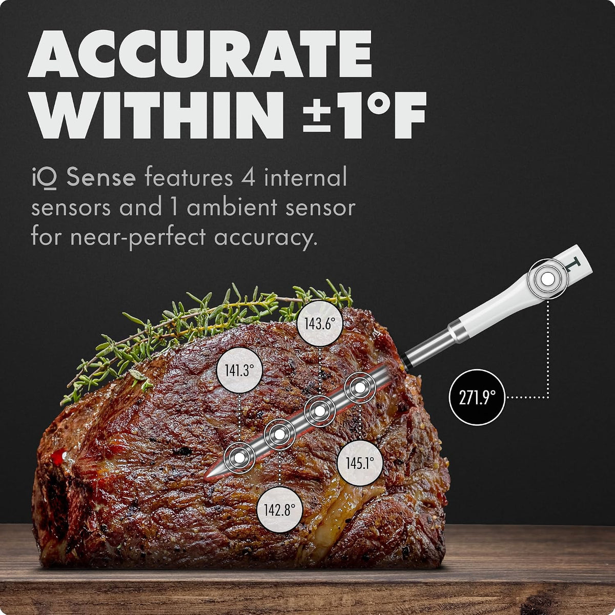 CHEF iQ Sense | Smart Wireless Meat Thermometer | 2 Ultra-Thin Probes | WiFi Unlimited Range | 1000°F Heat Safe | 5 Sensors | BBQ, Grill, Oven, Smoker, Air Fryer | Gen3