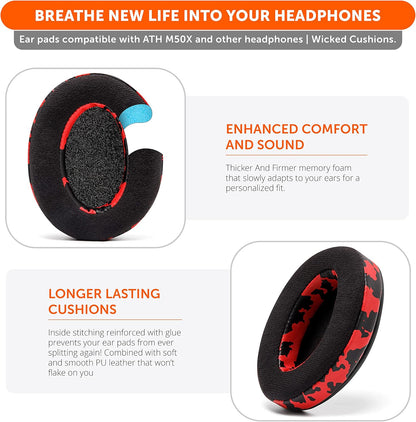 WC PadZ Velour - The Ultimate Upgraded Earpads by Wicked Cushions - Compatible With Audio Technica, HyperX, SteelSeries Arctis & More - Extra Thick - Bigger Opening - Softer Memory Foam | Black Floral