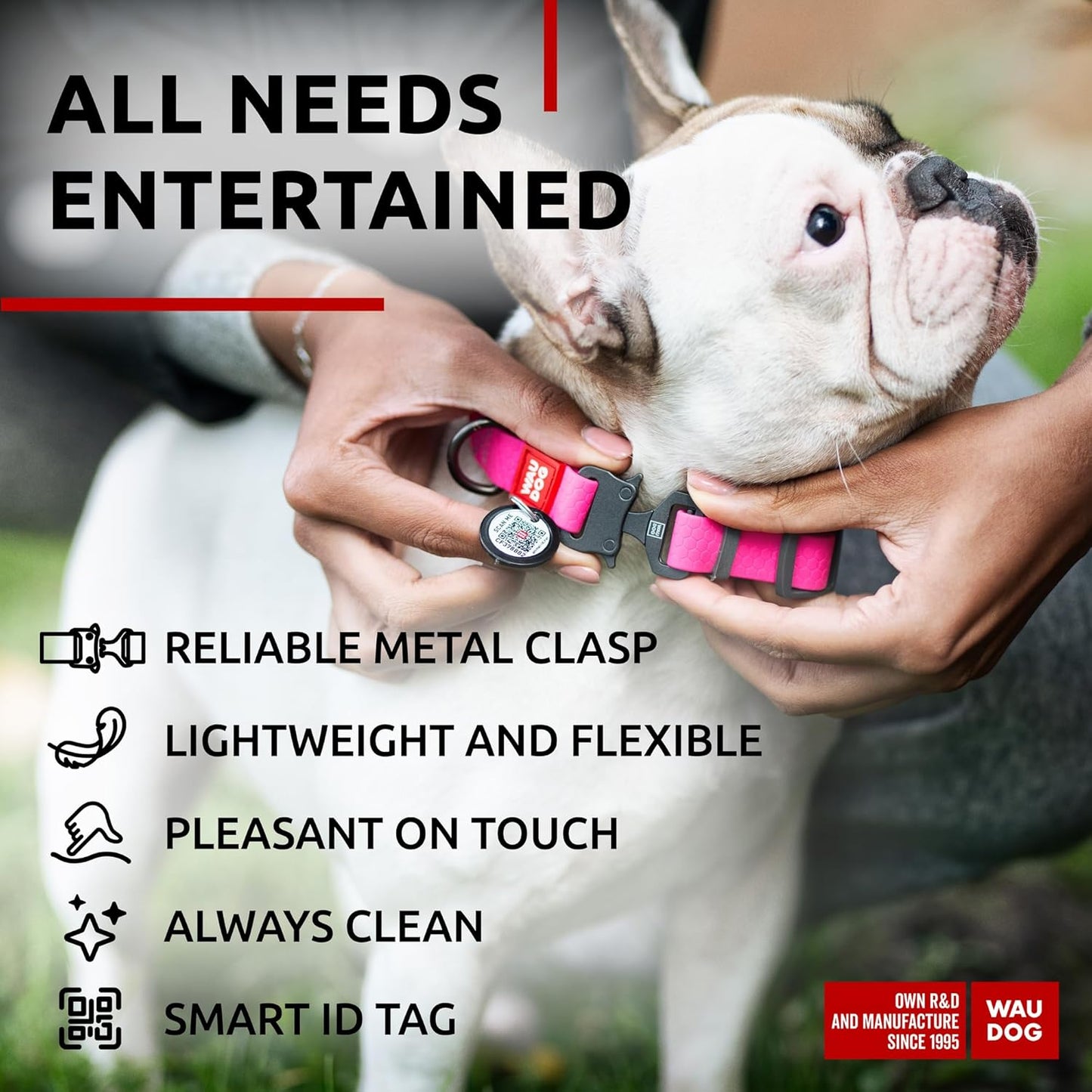 Waterproof Dog Collar - Adjustable Glow Dog Collar for Large Dogs, Small and Medium Dogs - Heavy Duty Dog Collars with Durable Metal Clasp and QR Dog Tag - Glow in The Dark Dog Collars