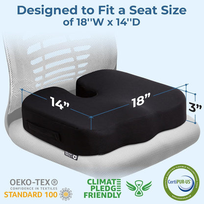 5 STARS UNITED Seat Cushion for Desk Chair - Tailbone, Coccyx Sciatica Pain Relief - Wheelchair Cushions, Black Mesh