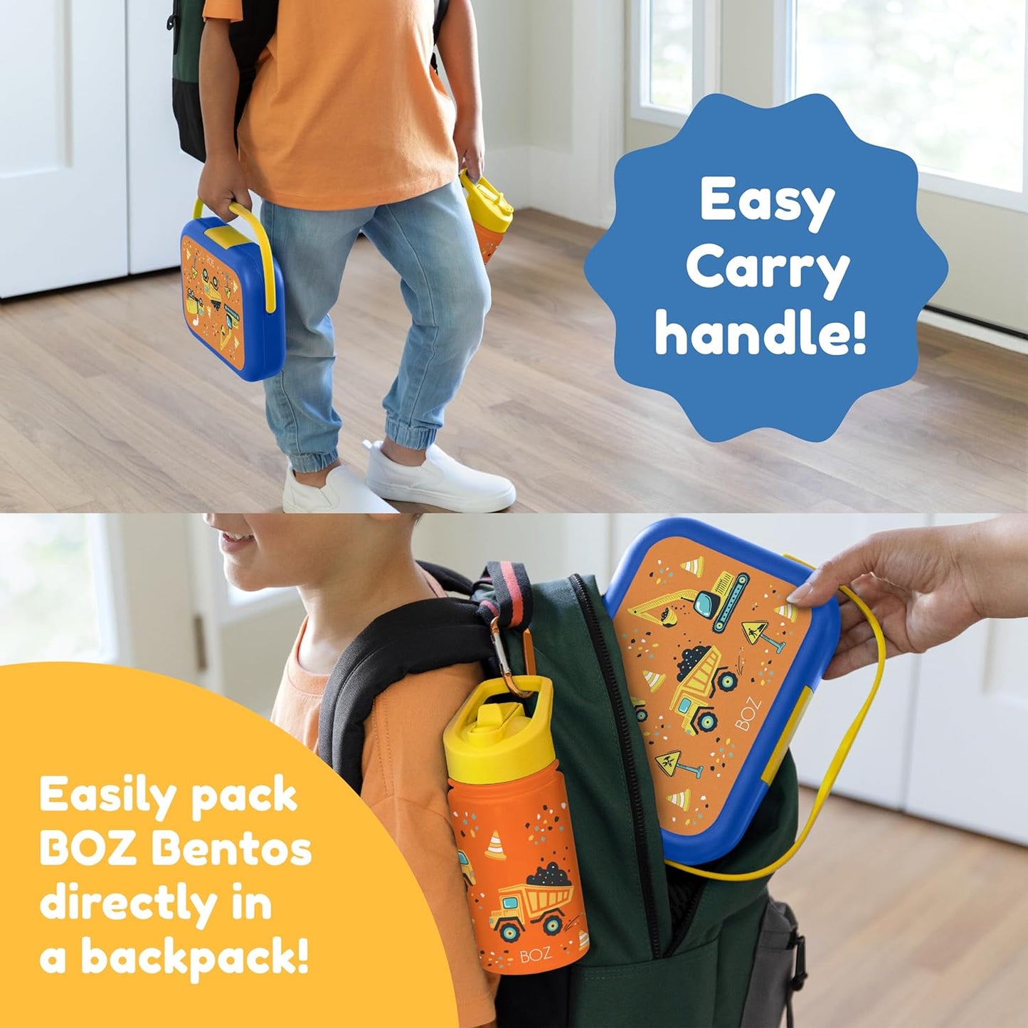 BOZ Kids Bento Lunch Box - 4 Compartment Kids Lunch Containers for Ages 3 to 7 - Leak Proof, Dishwasher Safe