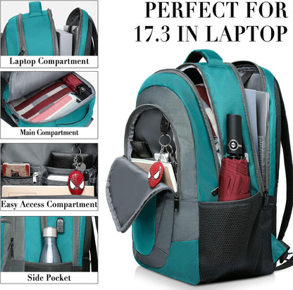 Backpack for Men and Women, School Backpacks for Teen Boys and Girls, Black Water Resistant Back Pack, Business Men Sturdy Computer Bag with USB Charging Port, Gifts