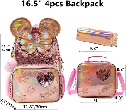 Cute Backpack for Girls School Backpacks with Lunch Box for Elementary