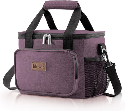 Lifewit Lunch Bag for Men, Insulated Lunch Box Leakproof Soft Cooler Cooling Tote for Adult Women, Waterproof Reusable Lunch Bags for Work Office Outdoor Picnic Camping, Black, 12-Can (9L)
